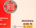 Reid Bros.-Reid 618H, Surface Grinder, Instruction Parts and Wiring Schematics Manual 1964-618 H-01